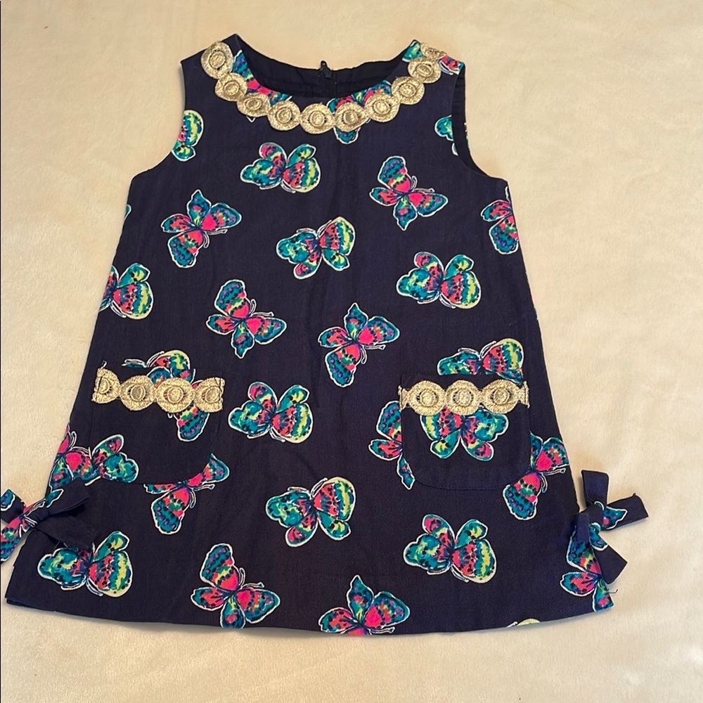 Colorful Butterfly Print Dress with Embellishments